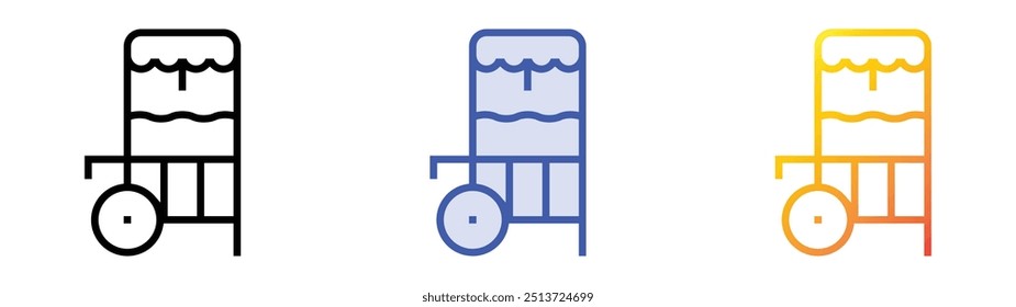 Icono de palomitas. Lineal, relleno azul y diseño de estilo degradado aislado sobre fondo blanco