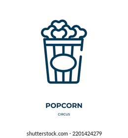 Popcorn icon. Linear vector illustration from circus collection. Outline popcorn icon vector. Thin line symbol for use on web and mobile apps, logo, print media.