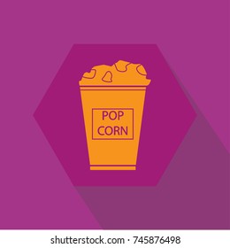 popcorn icon with long shadow