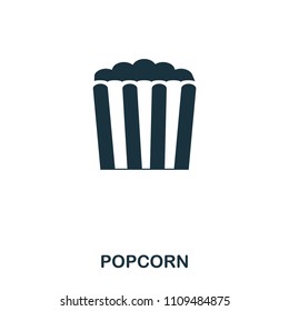 Popcorn icon. Mobile apps, printing and more usage. Simple element sing. Monochrome Popcorn icon illustration.