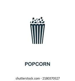 Popcorn icon. Monochrome simple line Fastfood icon for templates, web design and infographics