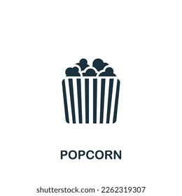 Popcorn icon. Monochrome simple sign from entertainment collection. Popcorn icon for logo, templates, web design and infographics.