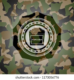 popcorn icon on camo pattern