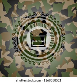 popcorn icon on camo texture