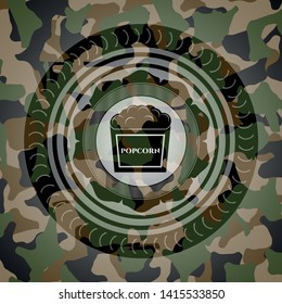 popcorn icon on camo texture