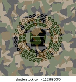 popcorn icon on camouflage pattern