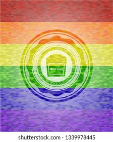 popcorn icon on mosaic background with the colors of the LGBT flag