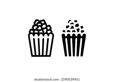 Popcorn icon outline and filled versions Vector