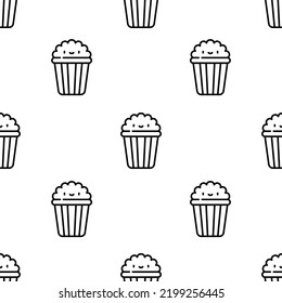 popcorn icon pattern. Seamless popcorn pattern on white background.