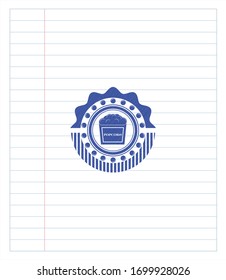 popcorn icon. pen drawn. Blue ink. Vector Illustration. Detailed.