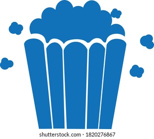 Icono de palomitas de maíz. Maíz pop, cubo, caja. Concepto de cine. La ilustración vectorial se puede usar para ver películas, comida para llevar, bocadillos