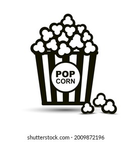 Icono de palomitas de maíz. Maíz pop, cubo, caja. Concepto de cine. La ilustración vectorial se puede usar para ver películas, comida para llevar, bocadillos