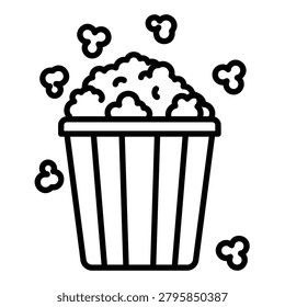 Popcorn icon representing movie snacks, entertainment, and crunchy treats.