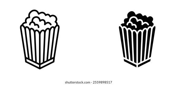 Popcorn Icon set in black color for ui designs