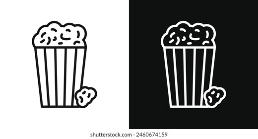 Popcorn Icon Set. Cinema Snack Vector Symbol. Sweet and Salty Popcorn Graphic.