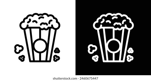 Popcorn Icon Set. Cinema Snack Vector Symbol. Salty and Sweet Popcorn Icon.