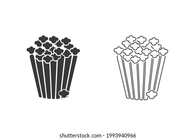 Popcorn icon set in flat style. Vector