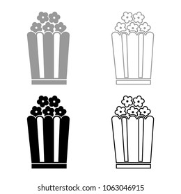 Popcorn icon set grey black color