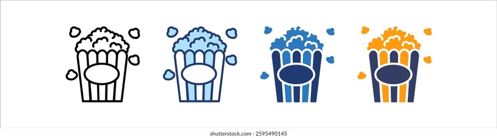 Popcorn Icon Set Multiple Style Collection