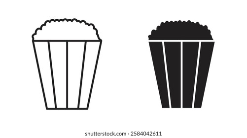 Popcorn icon set in thin line. vector illustrations for web