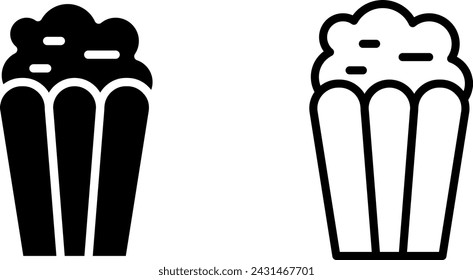 popcorn icon, sign, or symbol in glyph and line style isolated on transparent background. Vector illustration