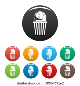 Popcorn icon. Simple illustration of popcorn vector icons set color isolated on white