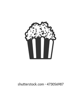 Popcorn icon in single color. Movie food snack style theater trend