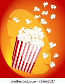 Popcorn icon symbol food cinema movie film flat vector stock bowl full of popcorn and paper glass Flat Design Style Fresh cartoon different Web site page and mobile app design.