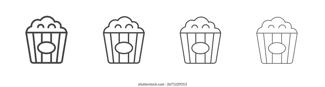 Icono de palomitas de maíz. Icono de línea delgada para el diseño y desarrollo de Sitios web, desarrollo App.