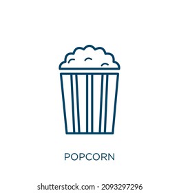popcorn icon. Thin linear popcorn outline icon isolated on white background. Line vector popcorn sign, symbol for web and mobile