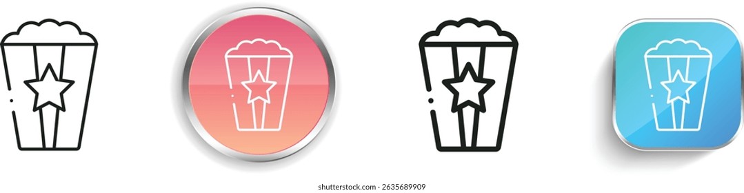 popcorn icon. Thin Linear, Regular and Button Style Design Isolated On White Background