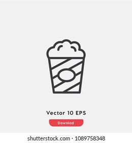 Popcorn icon vector, cinema symbol. Modern flat vector illustration for web and mobile app
