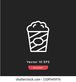Popcorn icon vector, cinema symbol. Modern flat vector illustrat