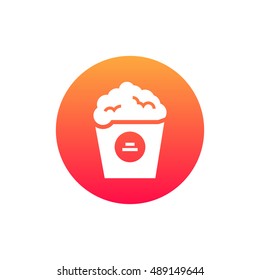 Popcorn icon vector, clip art. Also useful as logo, circle app icon, web element, symbol, graphic image, silhouette and illustration. Compatible with ai, cdr, jpg, png, svg, pdf, ico and eps.