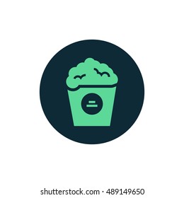 Popcorn icon vector, clip art. Also useful as logo, circle app icon, web element, symbol, graphic image, silhouette and illustration. Compatible with ai, cdr, jpg, png, svg, pdf, ico and eps.