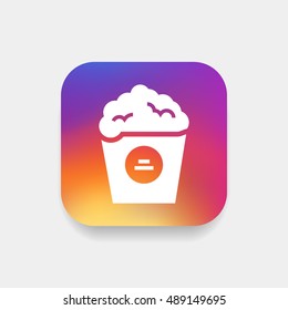 Popcorn icon vector, clip art. Also useful as logo, square app icon, web element, symbol, graphic image, silhouette and illustration. Compatible with ai, cdr, jpg, png, svg, pdf, ico and eps.