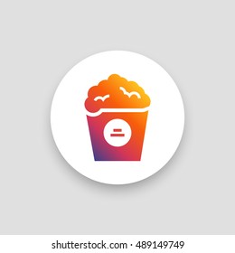 Popcorn icon vector, clip art. Also useful as logo, circle app icon, web element, symbol, graphic image, silhouette and illustration. Compatible with ai, cdr, jpg, png, svg, pdf, ico and eps.