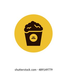 Popcorn icon vector, clip art. Also useful as logo, circle app icon, web element, symbol, graphic image, silhouette and illustration. Compatible with ai, cdr, jpg, png, svg, pdf, ico and eps.