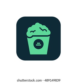 Popcorn icon vector, clip art. Also useful as logo, square app icon, web element, symbol, graphic image, silhouette and illustration. Compatible with ai, cdr, jpg, png, svg, pdf, ico and eps.