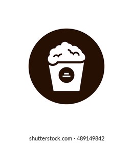 Popcorn icon vector, clip art. Also useful as logo, circle app icon, web element, symbol, graphic image, silhouette and illustration. Compatible with ai, cdr, jpg, png, svg, pdf, ico and eps.
