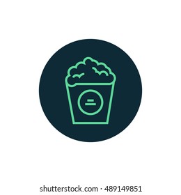 Popcorn icon vector, clip art. Also useful as logo, circle app icon, web element, symbol, graphic image, silhouette and illustration. Compatible with ai, cdr, jpg, png, svg, pdf, ico and eps.