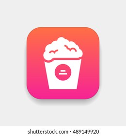 Popcorn icon vector, clip art. Also useful as logo, square app icon, web element, symbol, graphic image, silhouette and illustration. Compatible with ai, cdr, jpg, png, svg, pdf, ico and eps.
