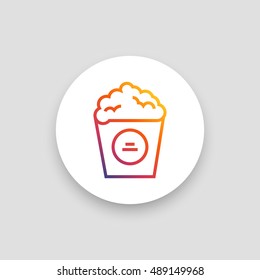 Popcorn icon vector, clip art. Also useful as logo, circle app icon, web element, symbol, graphic image, silhouette and illustration. Compatible with ai, cdr, jpg, png, svg, pdf, ico and eps.