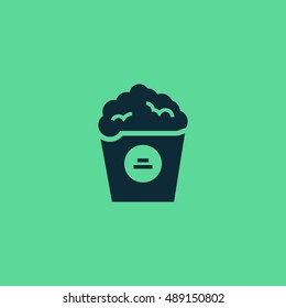 Popcorn icon vector, clip art. Also useful as logo, web element, symbol, graphic image, silhouette and illustration. Compatible with ai, cdr, jpg, png, svg, pdf, ico and eps.