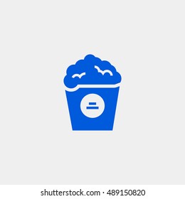 Popcorn icon vector, clip art. Also useful as logo, web element, symbol, graphic image, silhouette and illustration. Compatible with ai, cdr, jpg, png, svg, pdf, ico and eps.