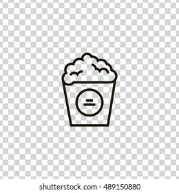 Popcorn icon vector, clip art. Also useful as logo, web element, symbol, graphic image, transparent silhouette and illustration.