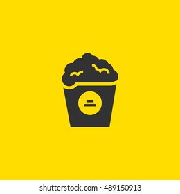 Popcorn icon vector, clip art. Also useful as logo, web element, symbol, graphic image, silhouette and illustration.