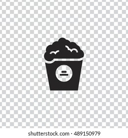 Popcorn icon vector, clip art. Also useful as logo, web element, symbol, graphic image, transparent silhouette and illustration.