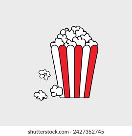 popcorn icon vector design template in white paper background