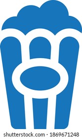 Popcorn-Icon-Vektorgrafik. Lebensmittelsymbol (blaue Fassung)